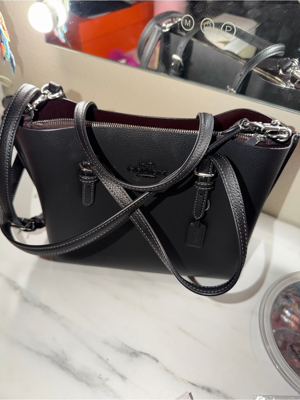 Coach Black Leather Shoulder Tote